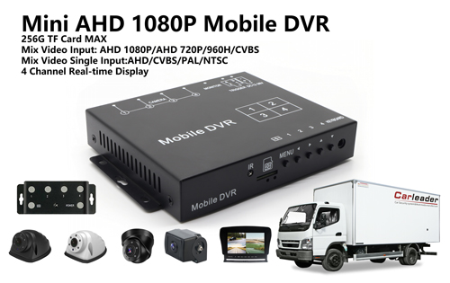 4CH Mini AHD 1080P Mobile DVR Kit karo 4 HD Kamera