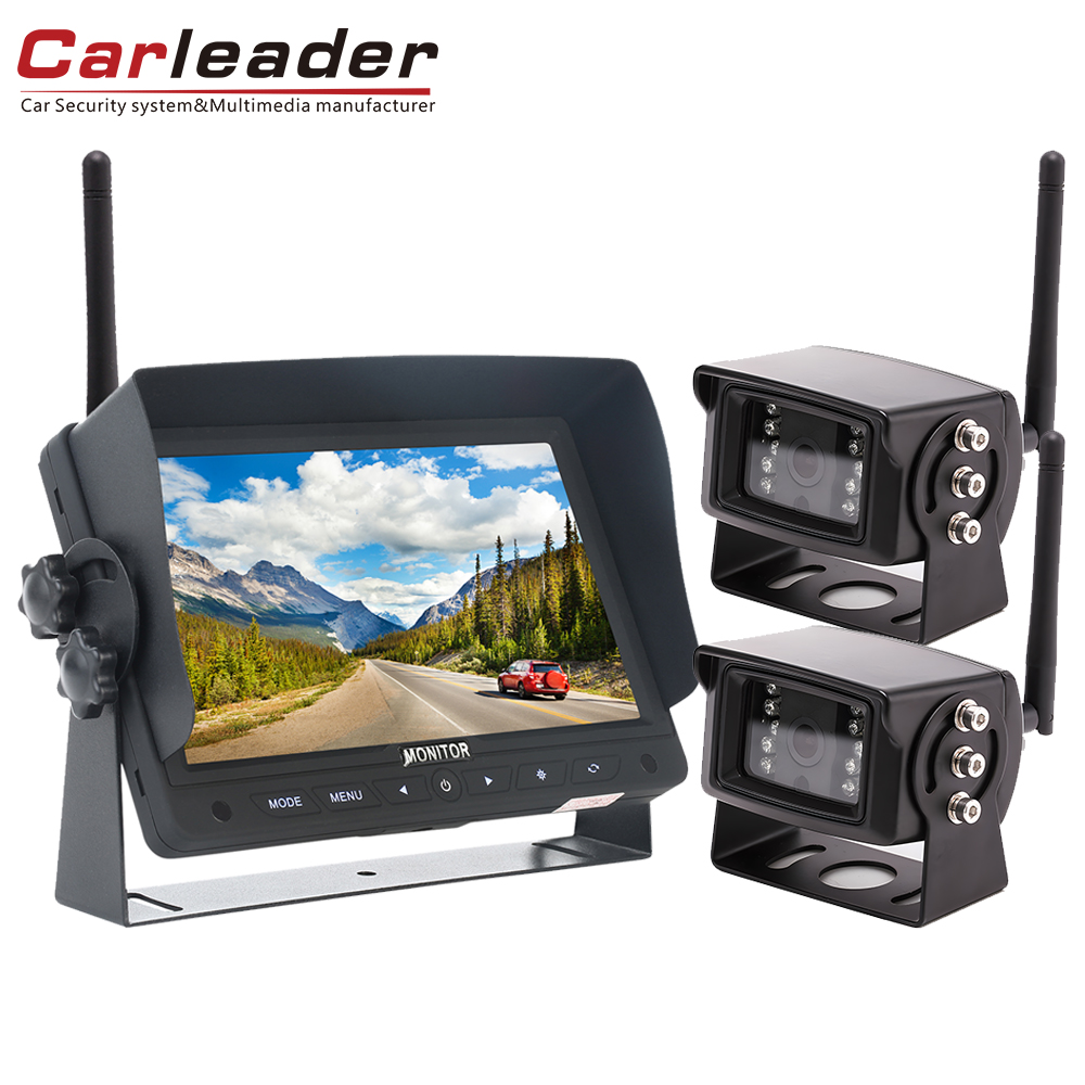 7 inch Digital Nirkabel 2 Kamera Input Rear View Monitor Kanggo Trailer