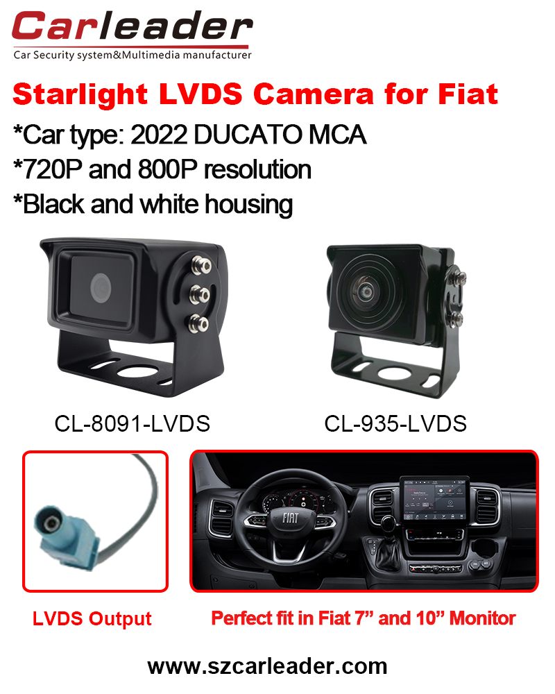 Carleader LVDS Vehicle Rear View Camera Fit Kanggo Fiat Ducato