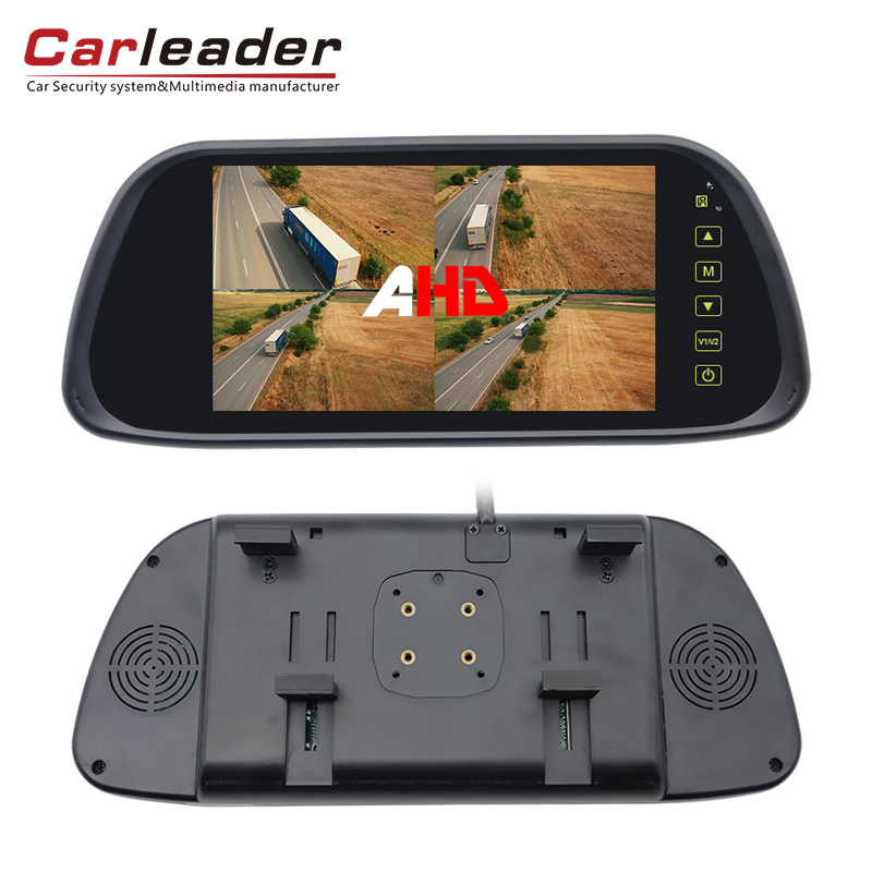 Nganyarke visi kendharaan karo Carleader 2 ing 1 instalasi 7 inci Quad Ahd Vearview Mirror Monitor
