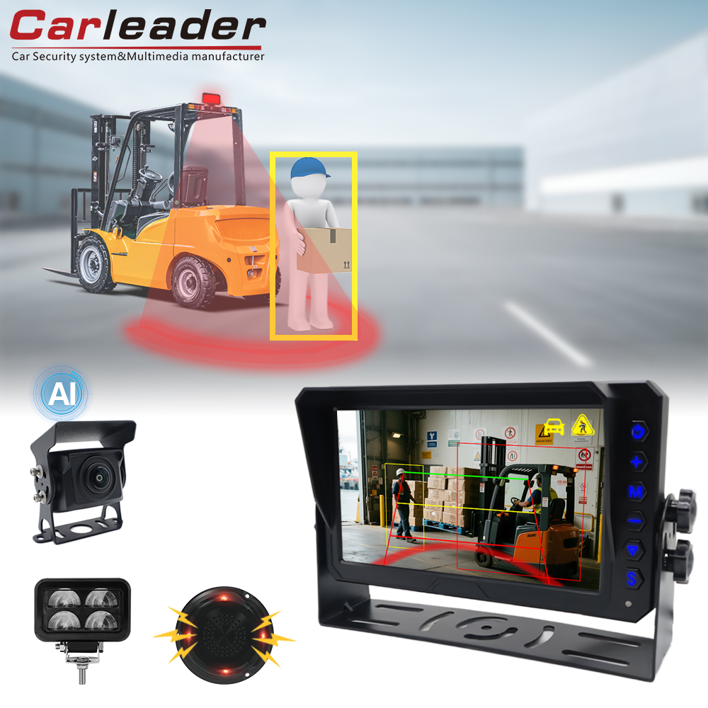 Ngirit safety Operasi Forklift karo sistem pemantauan Carleader AI kanthi lampu peringatan U-form kanggo Forklift
