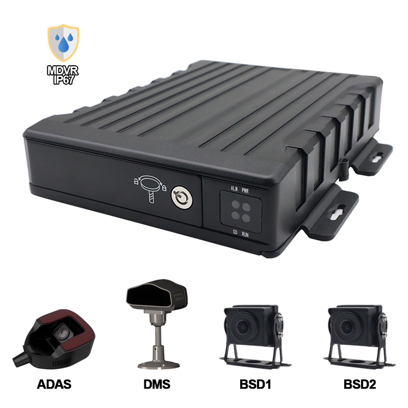 Carleader 4ch IP67 anti banyu SD Selular DVR dhukungan adas + DMS + BSD