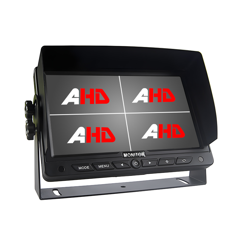 Carleader 7 Inch 4CH AHD Input Quad Display Monitor Kendaraan Tugas Berat Nyedhiyakake Keamanan Pengawasan Lengkap Kendaraan Sampeyan