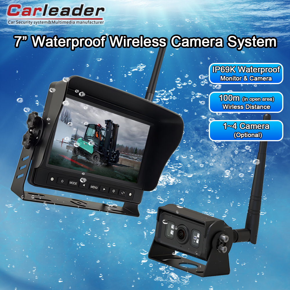 Nganyarke kapabilitas ndjogo karo Carleader 7 Inch Waterproof 2.4GHz Digital Wireless Heavy Duty Camera Monitor System