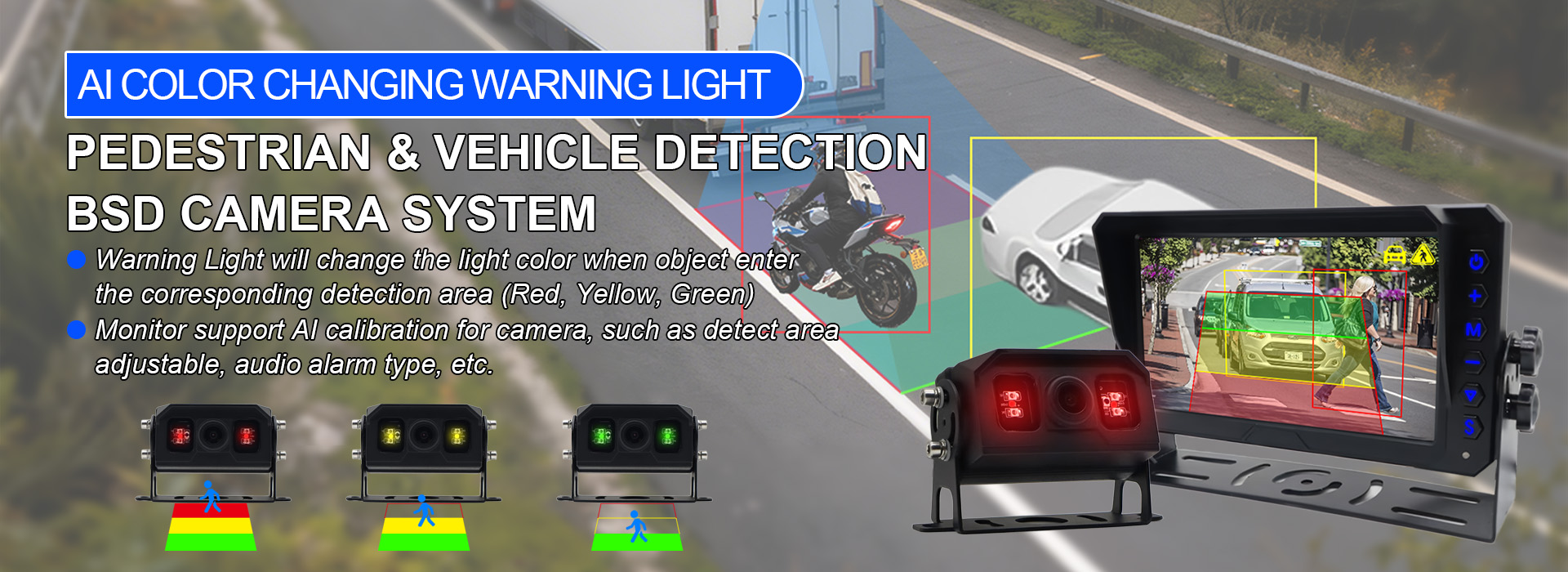 Sistem Deteksi Titik Buta AI Kanthi Lampu Peringatan Ganti Warna