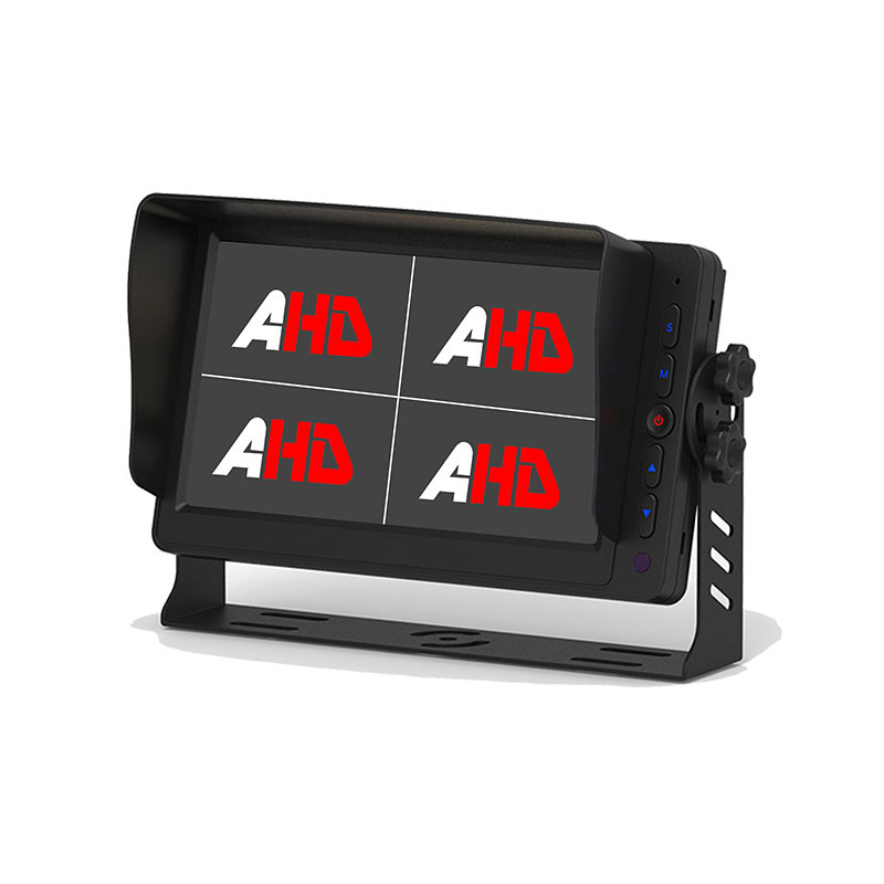 7 Inch AHD Quad Monitor karo ngrekam kertu SD lan 4 Input Video kanggo Sistem Kamera Kendaraan
