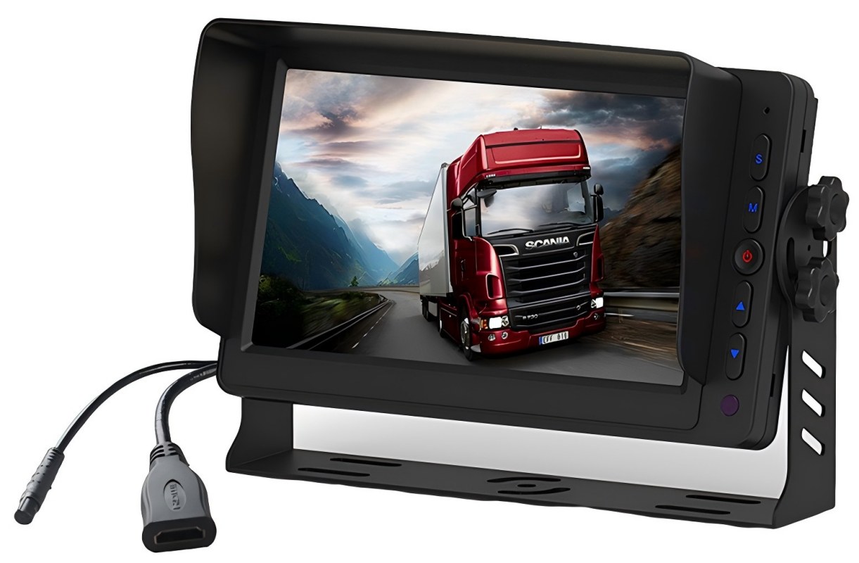 Monitor Kendaraan HDMI 7 Inch kanthi Input AV Ganda, Pemicu Reverse lan Speaker Terintegrasi