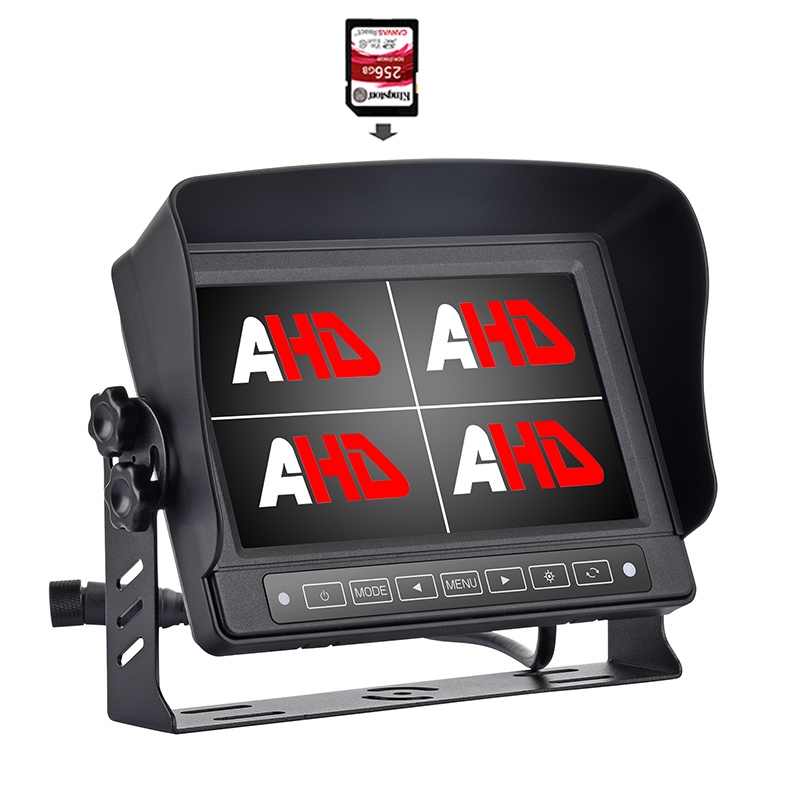 7 Inch Waterproof Quad Display Truk Rekaman Video Monitor AHD